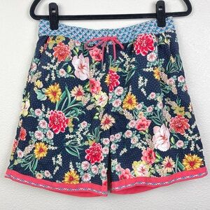 Johnny Was Men's Small Mia Floral Border Swim Trunk Lined Pockets Colorful Pool